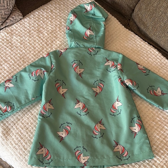 Gently loved Kids Unicorn Print Green Lightweight Jacket by Carters - Picture 8 of 10